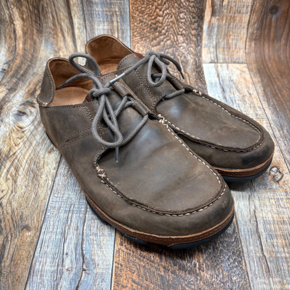 OluKai Ohana Lace-Up Nubuck Brown Dark Wood Leather Shoes Mens 10.5 10171-6333